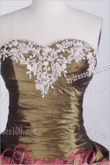 Ruching Appliques and Pick-ups Decorated Quinceanera Dress